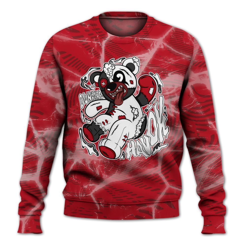 Sweatshirt To Match Bred Velvet 11s - Havok Bear All Over Print