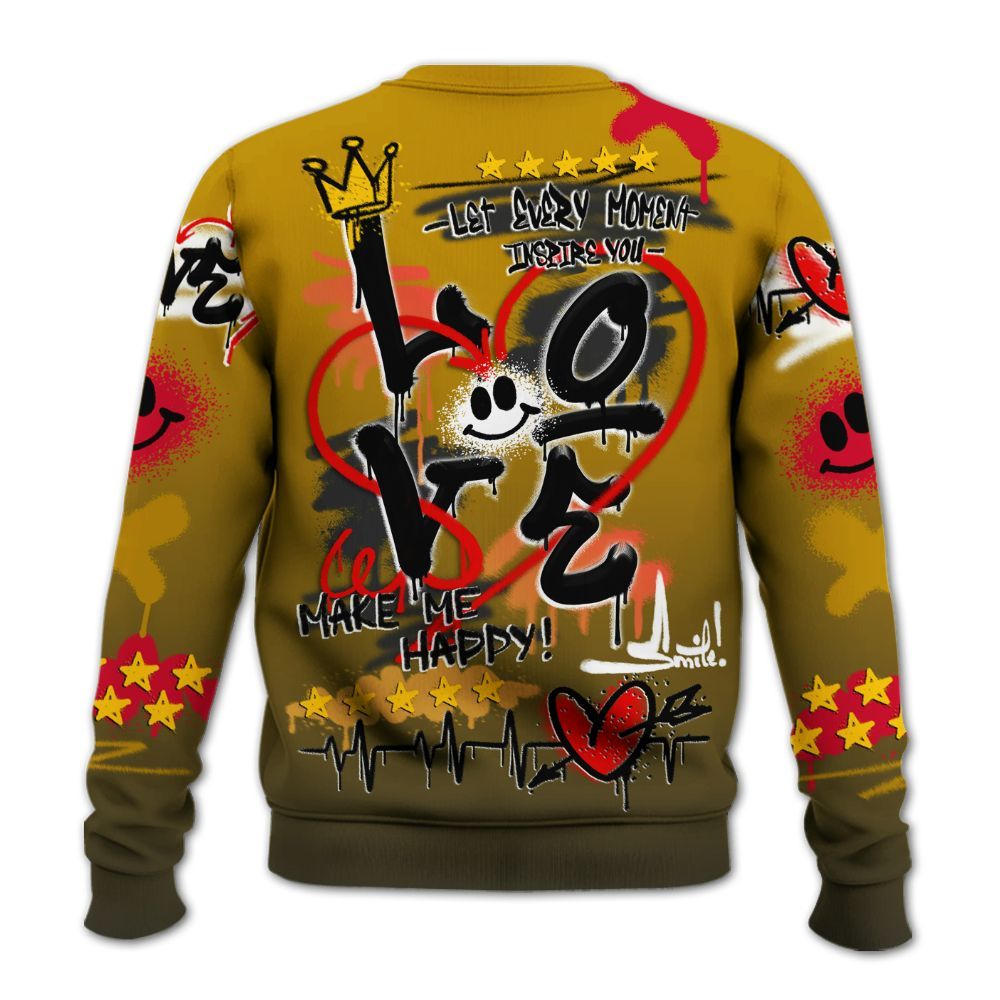 Sweatshirt To Match Ja 3 Raptor - Happy Love Beats Graffiti Streetwear All Over Print