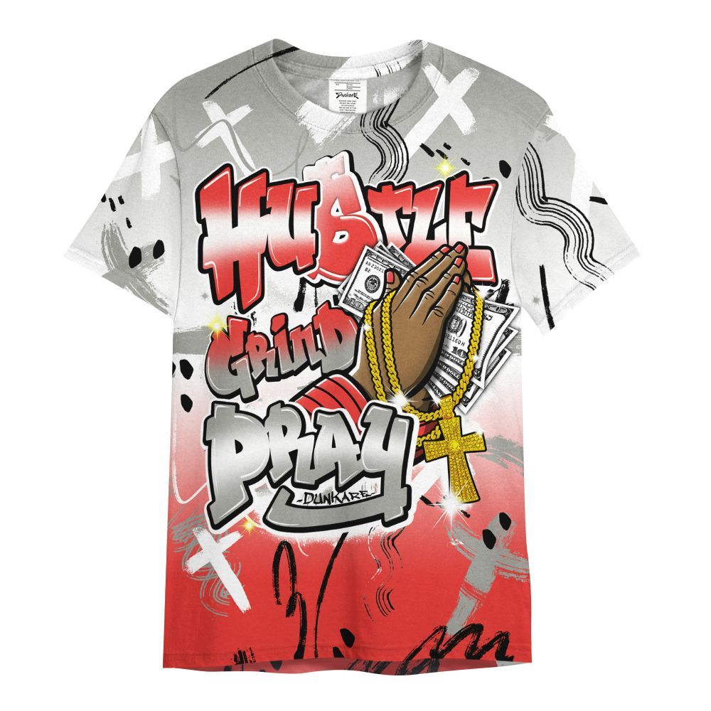 Shirt To Match Vomero 5 Bright Crimson - Money Hustle Grind Pray All Over Print