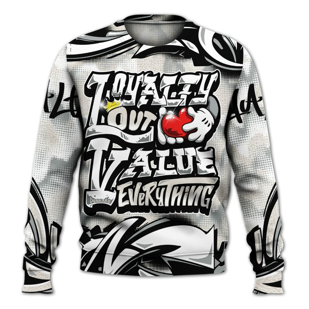 Sweatshirt To Match Retro Pure Money 3s - Loyalty Out Value Graffiti All Over Print