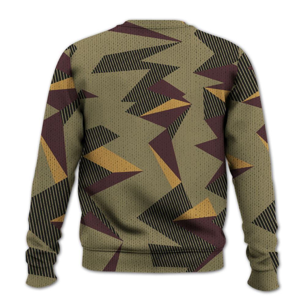 Knitted Sweater To Match Black Olive 7s - Geometric Camouflage Pattern
