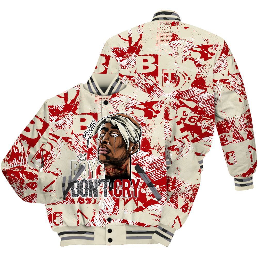 Varsity Jacket To Match Cement Grey 3s Shirt, Boiz Ain't Cry Unique Abstract All Over Print