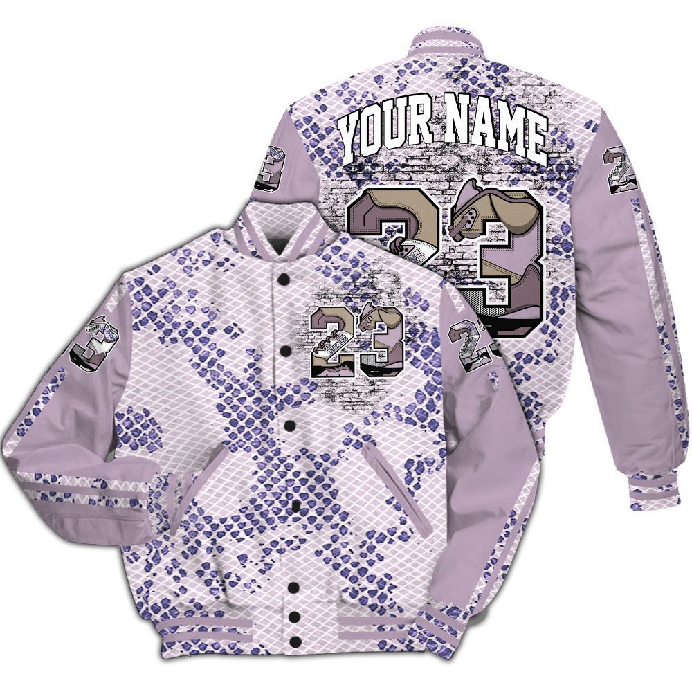 Varsity Jacket To Match Air Force 1 Low Purple Snake - Custom Name Number 23 5s All Over Print