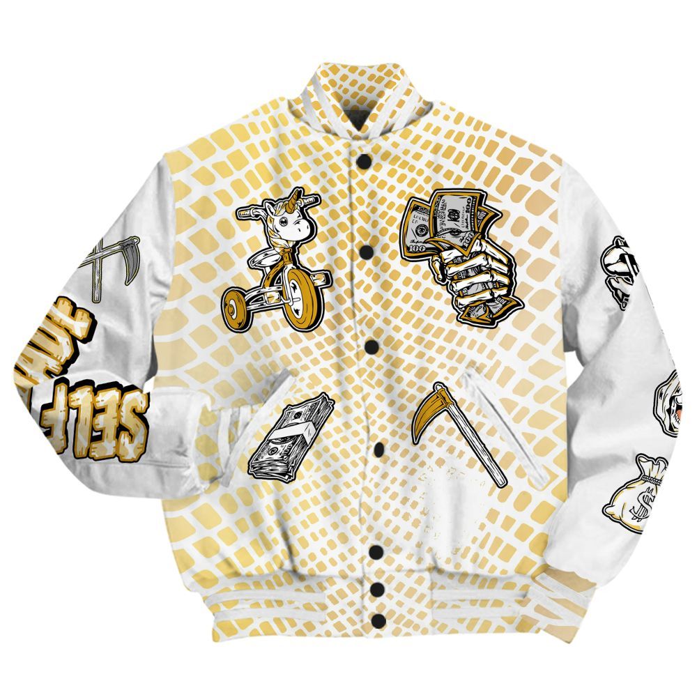 Varsity Jacket To Match Low Yellow Python 11s - Self Make Skeleton All Over Print