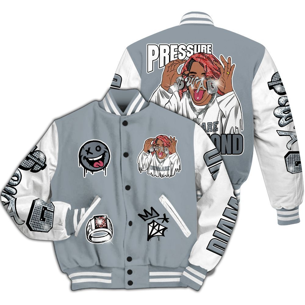 Varsity Jacket To Match Wolf Grey 13s - Pressures Makes Varsity Jacket To Match All Over Print