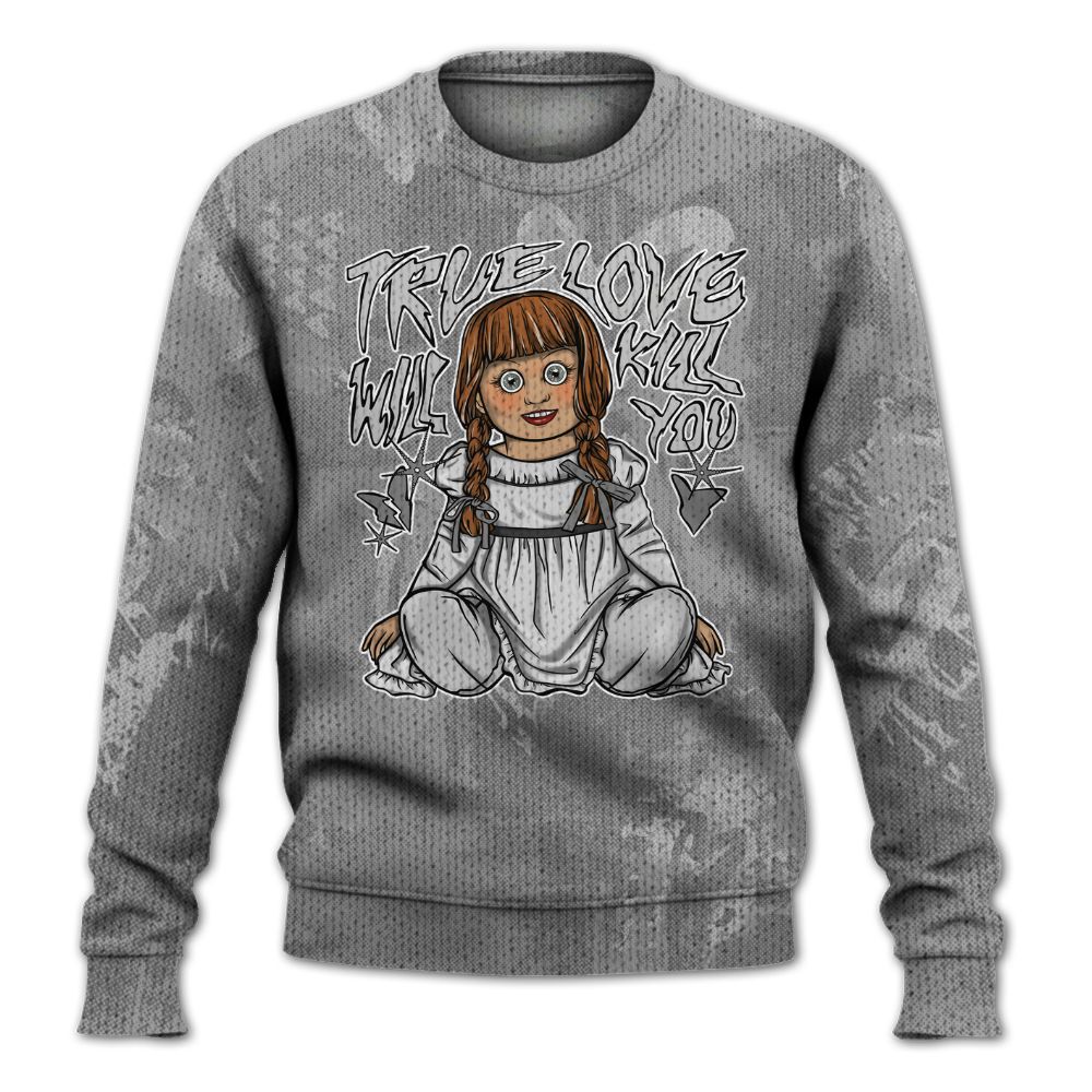 Knitted Sweater To Match Black Wolf Grey 12s - Genuine Loves Bear Heart Grunge