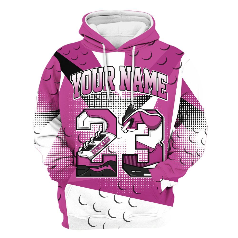 Hoodie To Match Dunk Low Active Fuchsia - Poly Custom Name Number 23 5s All Over Print