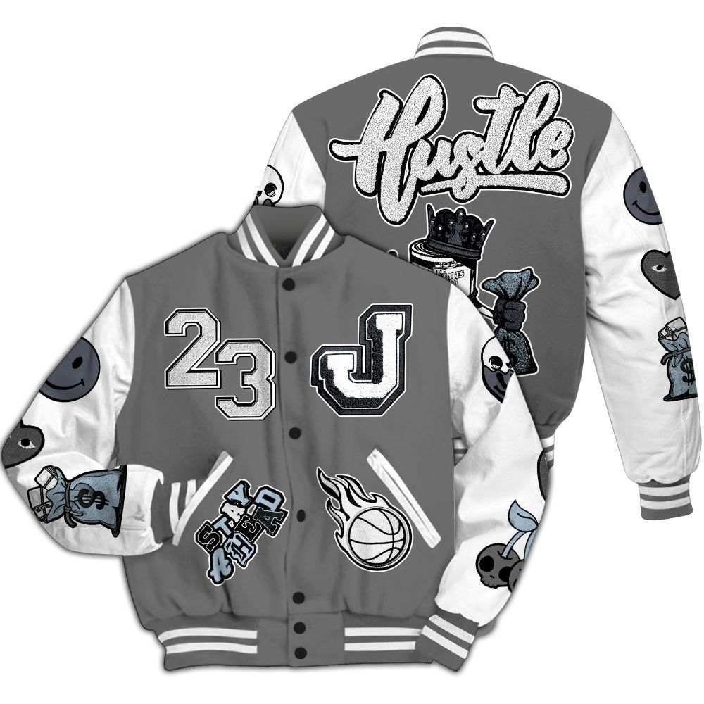 Varsity Jacket To Match Cool Grey 6s - Hustles Money Number 23 All Over Print