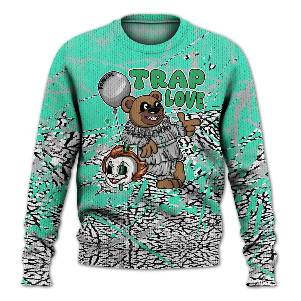 Knitted Sweater To Match Black Green Glow 3s - Trap Loves Bear Profound