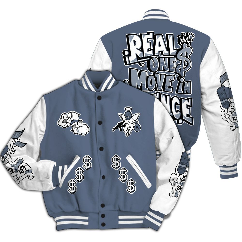Varsity Jacket To Match Low Diffused Blue 11s - Ones Move In Silence Graphic All Over Print
