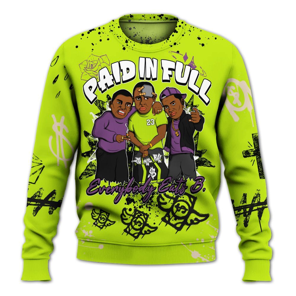 Sweatshirt To Match GS Black Barely Volt 11s - Everybody Paid In Full Crayon All Over Print