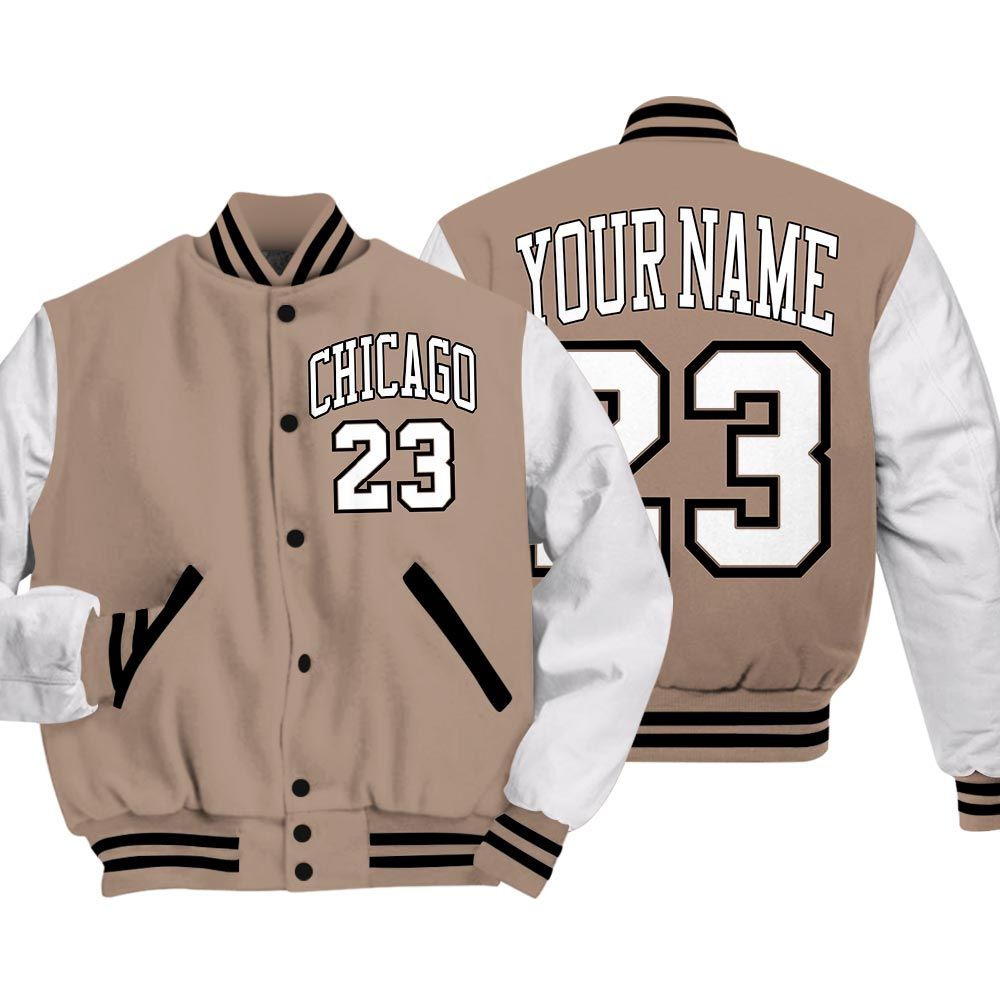 Varsity Jacket To Match Varsity Jacket Custom Name Chicago 23, OG Latte 1s - To Match Sneaker OG Latte 1s 2504 NCT