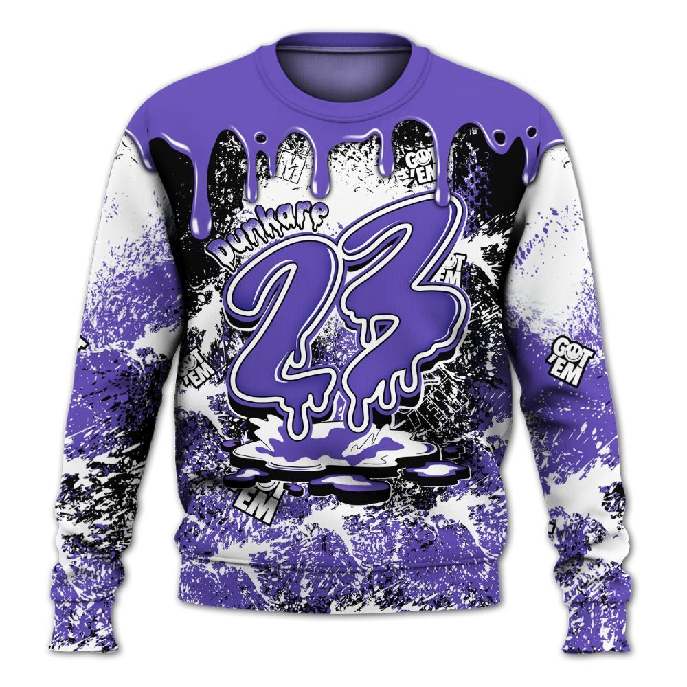 Sweatshirt To Match Field Purple 12s - Dripping 23 Drip All Over Print