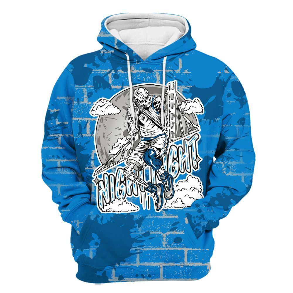 Hoodie To Match Military Blue 4s - Seeya Skeleton Brick All Over Print