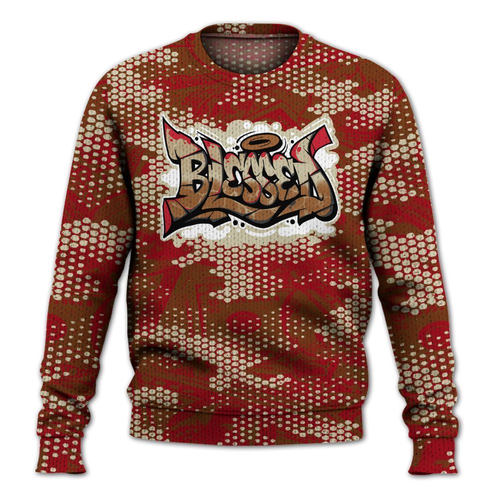 Knitted Sweater To Match Archaeo Brown 5s - Blessing Graphic Banknotes