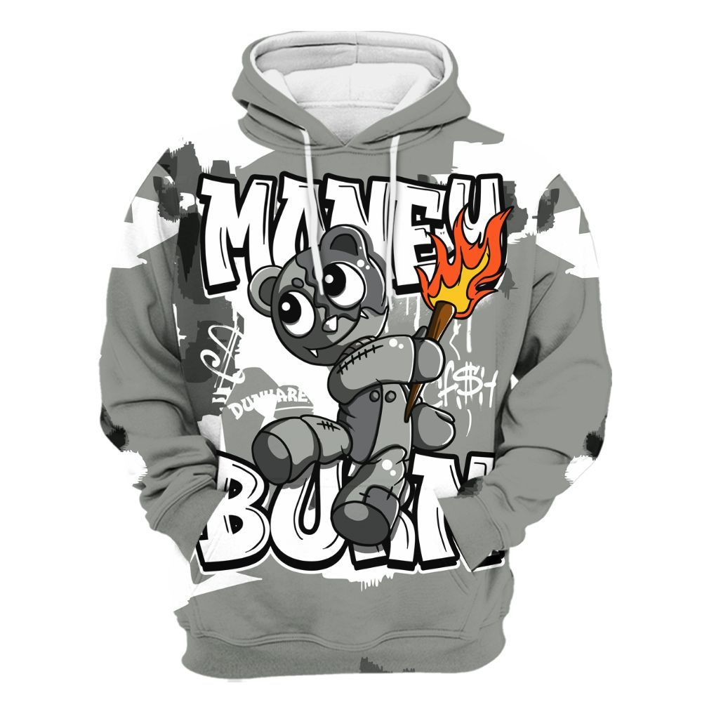 Hoodie To Match Paris Cement Grey 4s - Money Burn Retro All Over Print