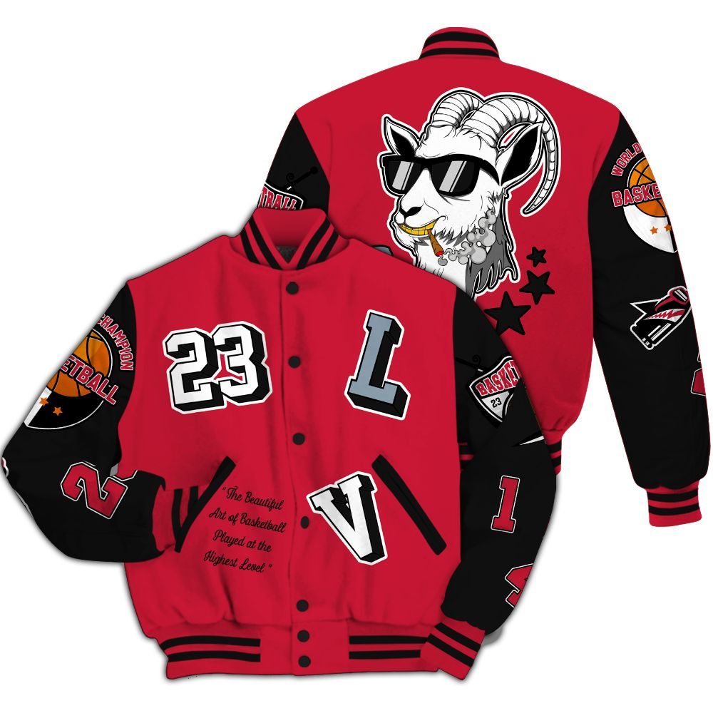 Varsity Jacket To Match Retro Infrared Salesman 6s - The GOAT Got Em All Over Print