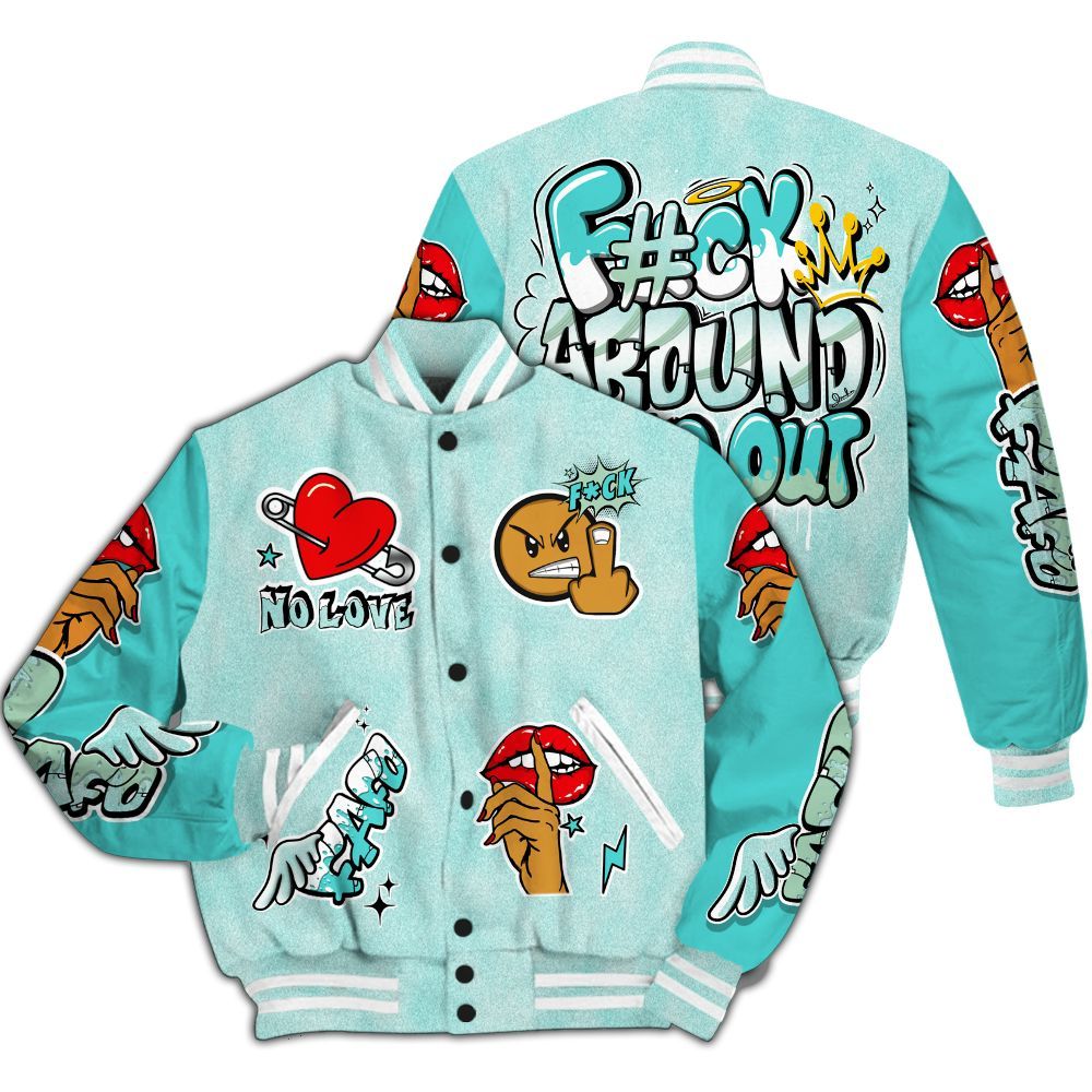 Varsity Jacket To Match Low OG Washed Teal 1s - FK Around Find Out All Over Print