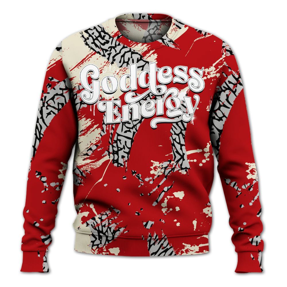 Sweatshirt To Match Cement Grey 3s - Goddess Energy Retro All Over Print