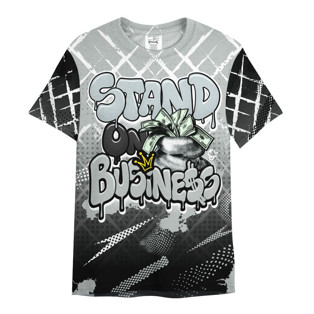 Shirt To Match Black Wolf Grey 12s - Halftone Stand Business Dripping All Over Print