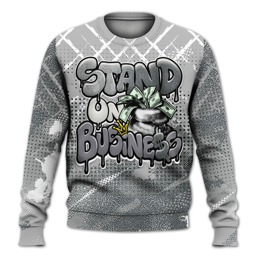 Sweatshirt To Match Cement Grey Silver 3s - Halftone Stand Business Drip All Over Print