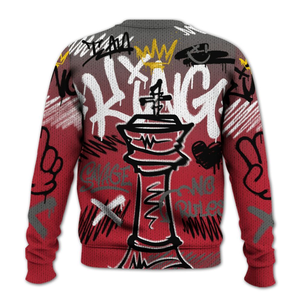 Knitted Sweater To Match Red Flint 13s - Street King Chess Streetwear