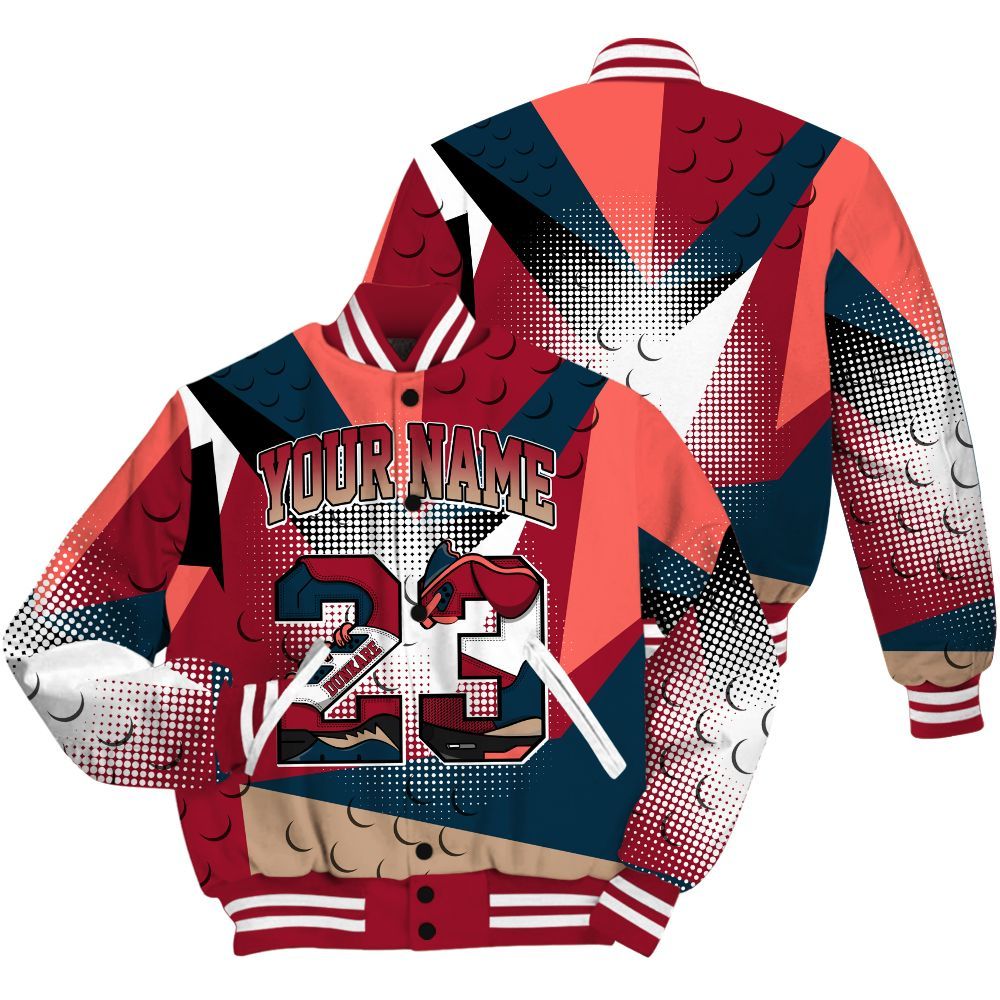 Varsity Jacket To Match Mid Multi Color 2022 1s Shirt, Poly Custom Name Number 23 5s All Over Print