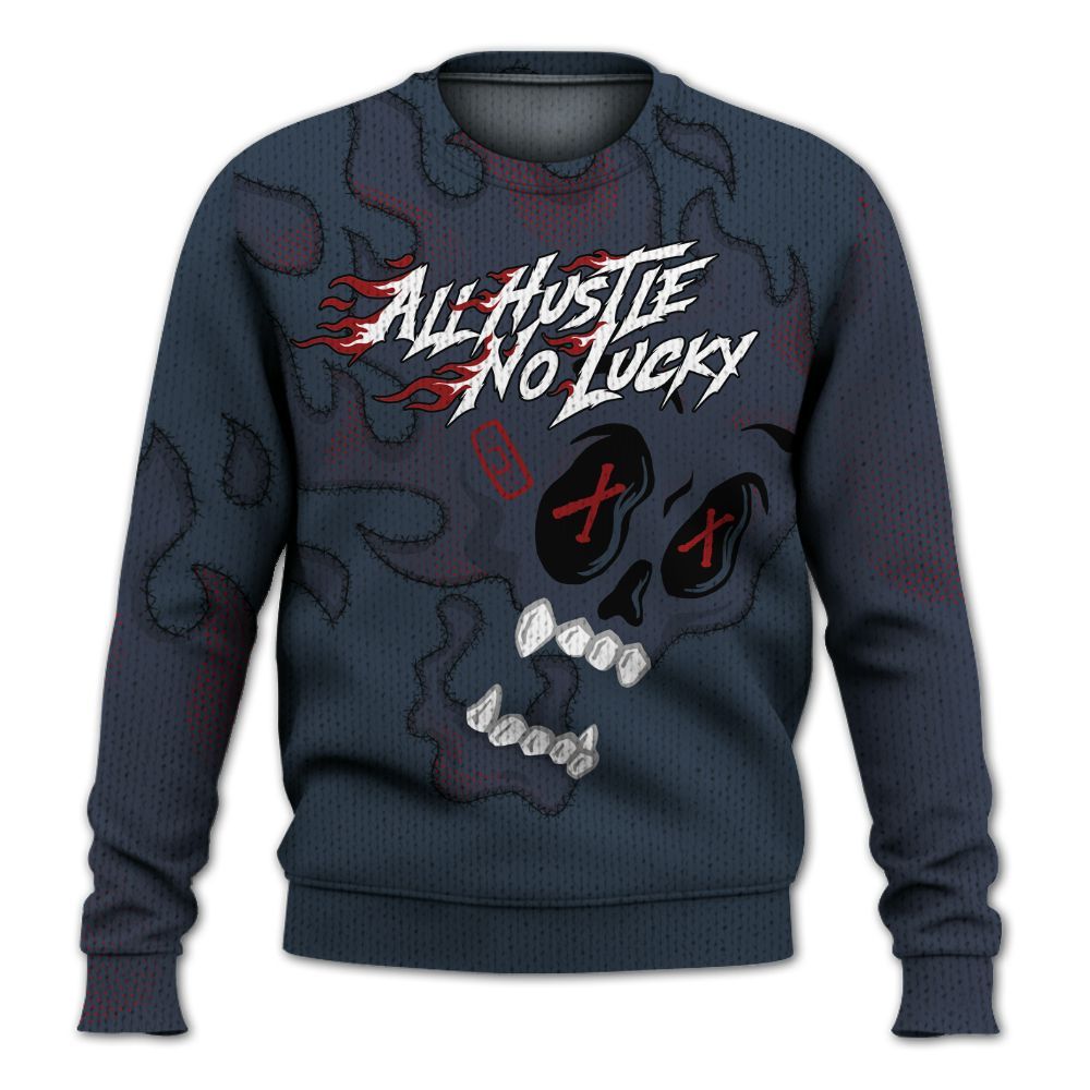 Knitted Sweater To Match Retro Olympic 6s - All Hustle No Lucky Skull