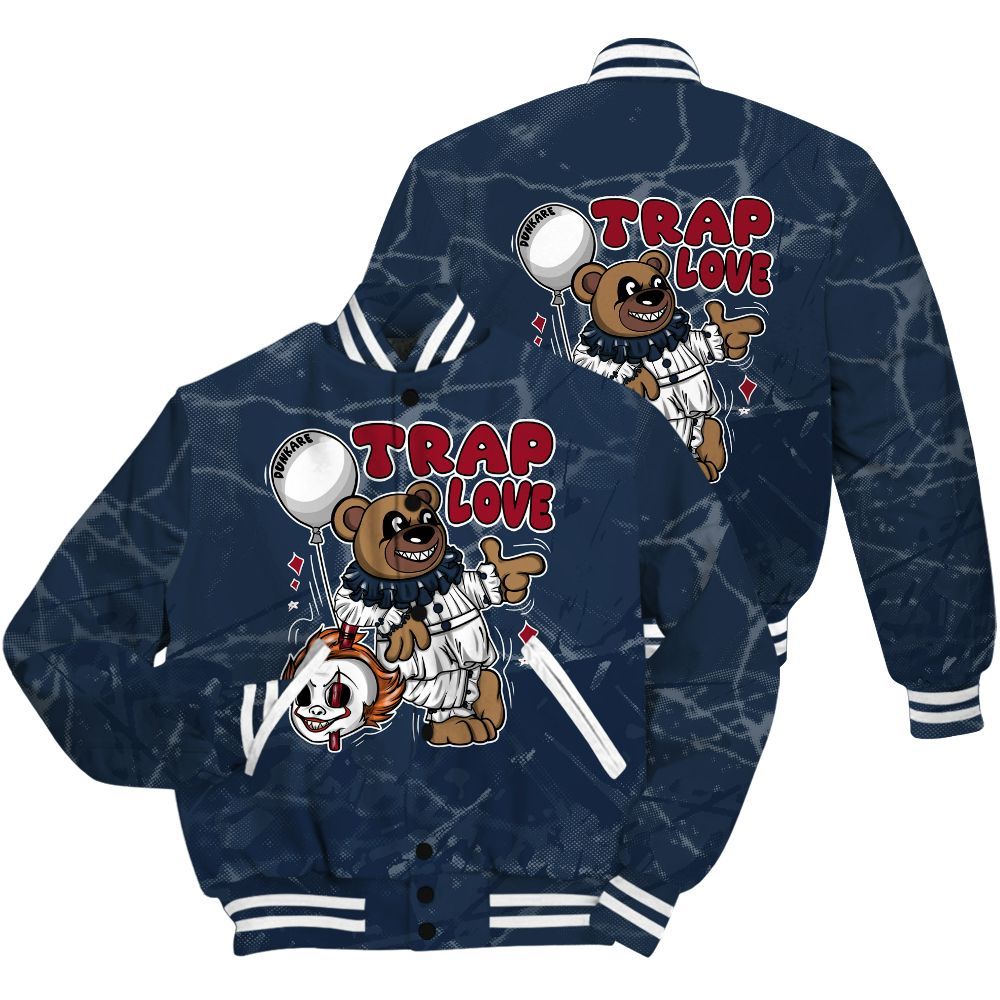 Varsity Jacket To Match White Midnight Navy 6s Shirt - Trap Loves Bear Profound All Over Print