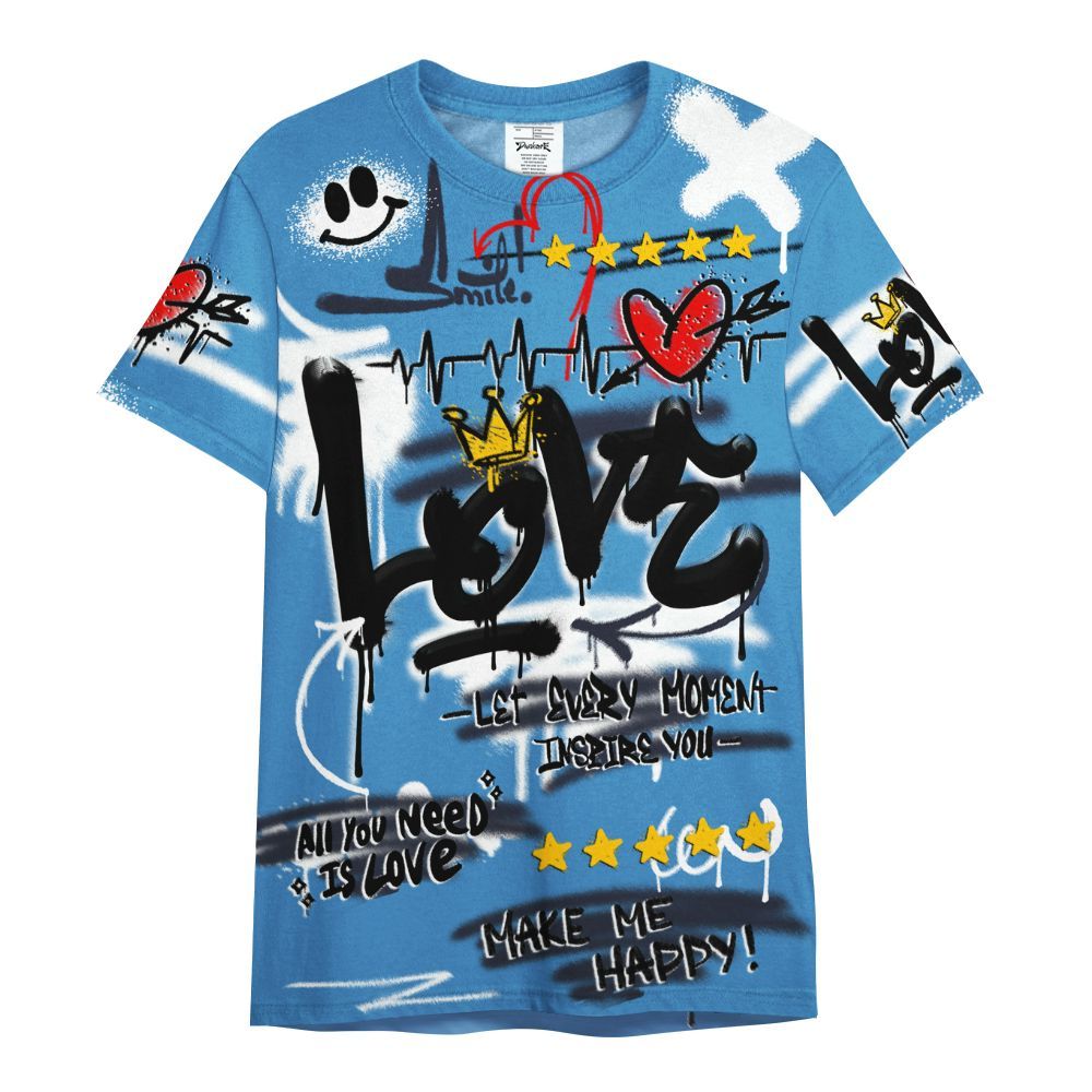 Shirt To Match Low OG Obsidian 1s - Happy Love Beats Graffiti Streetwear All Over Print