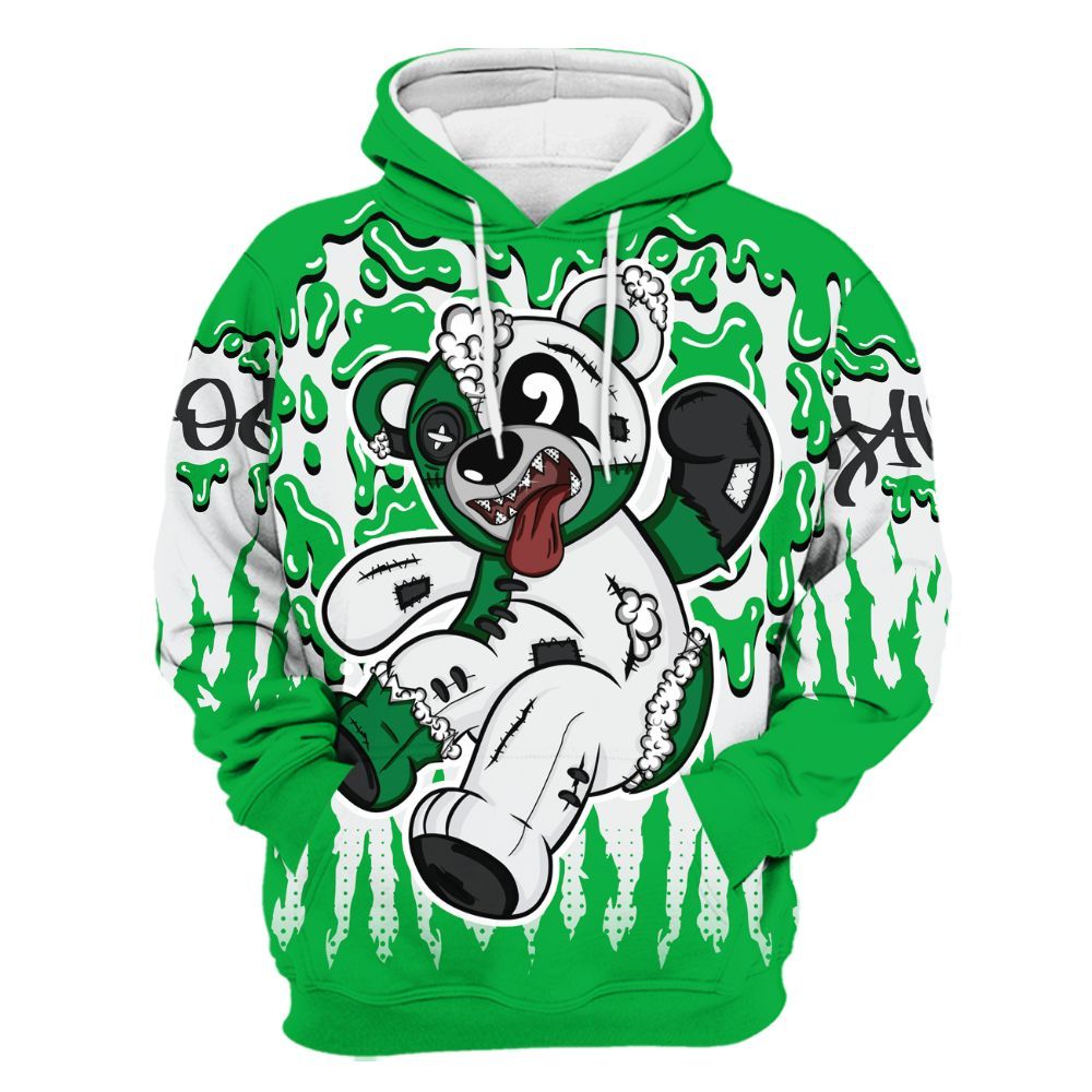 Hoodie To Match Lucky Green 5s - Havok Bear Dripping All Over Print
