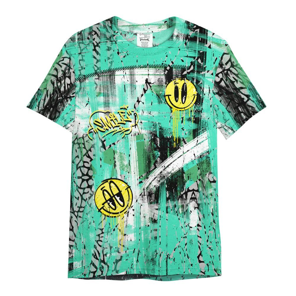 Shirt To Match Black Green Glow 3s - Money Skull Smile Fire Green Glow 3s All Over Print