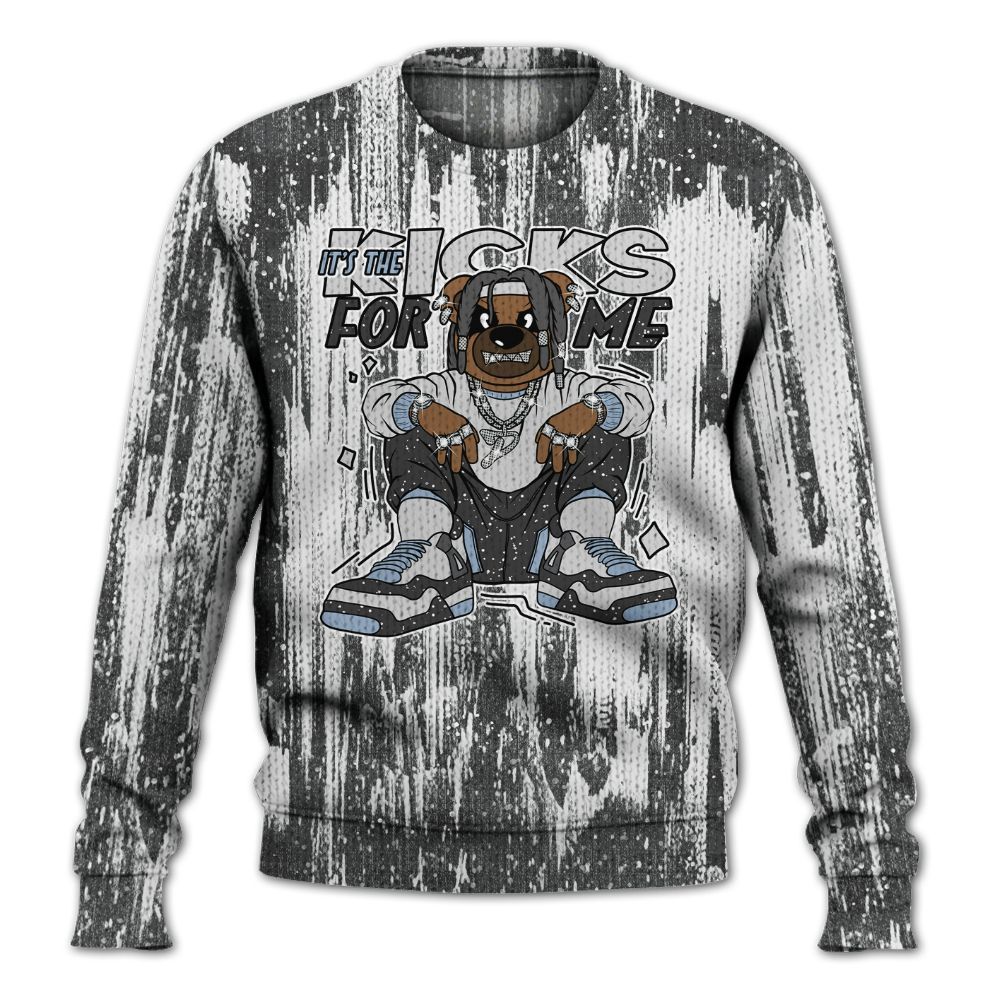 Knitted Sweater To Match Reverse Black White 6s - Sneakers Bear Glitch Art