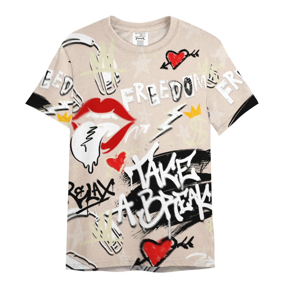 Shirt To Match A Ma Maniere X Fossil Stone 4s - Take Break Freedom Graffiti Streetwear All Over Print
