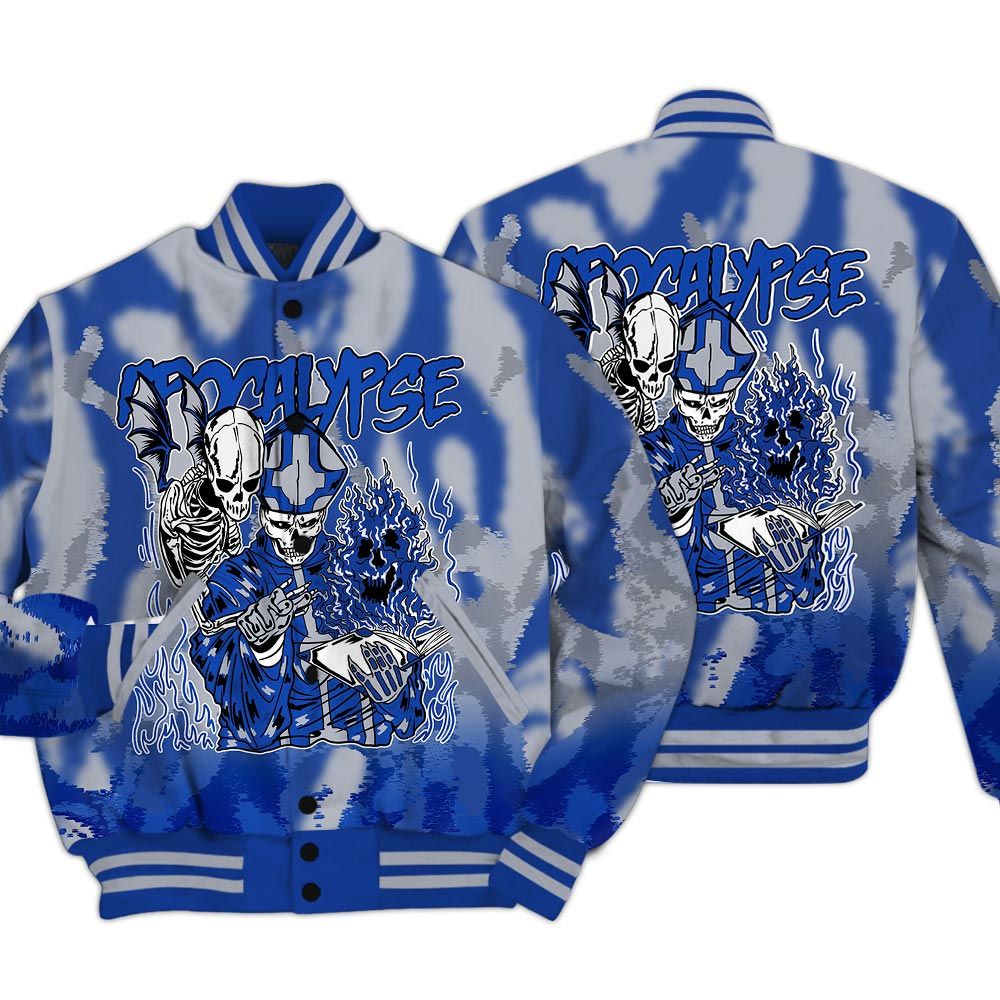 Varsity Jacket To Match Air Foamposite One Royal - Apocalypse Skeleton Burn Varsity Jacket Unisex