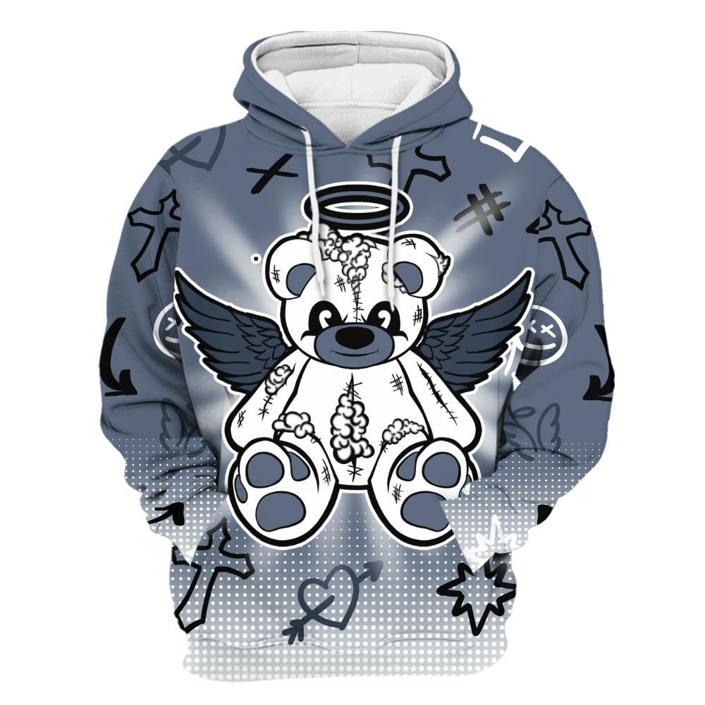 Hoodie To Match Low Diffused Blue 11s - Gods Guides Me Bear Graphics All Over Print