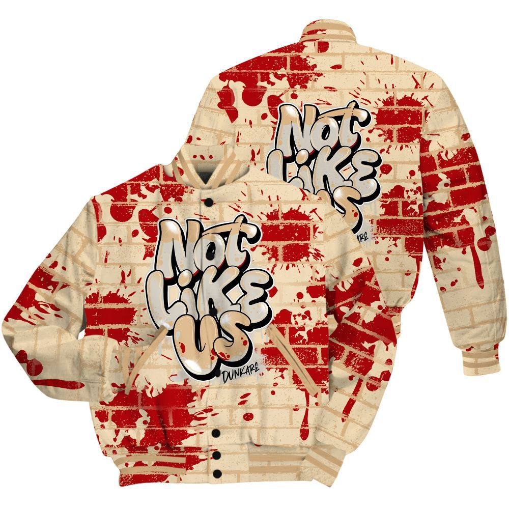 Varsity Jacket To Match Dunk Low Strawberry Waffle Shirt - None Like Us Graphic Brick Art All Over Print