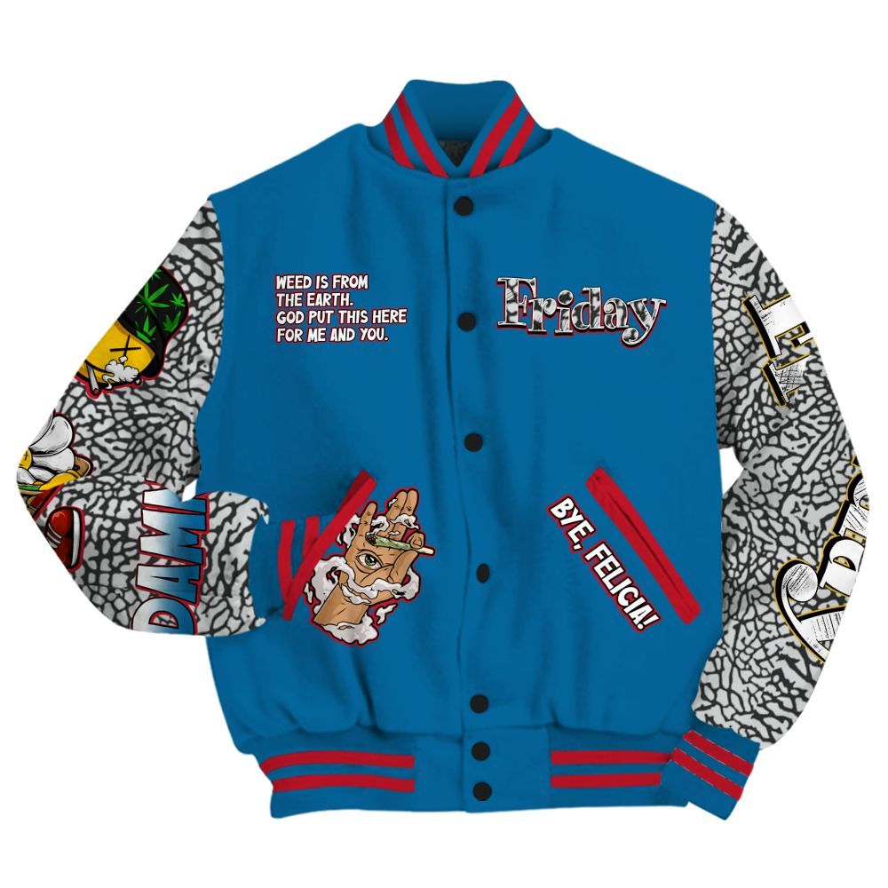 Varsity Jacket To Match OG True Blue 3s - Friday Sneaker Stress Style All Over Print