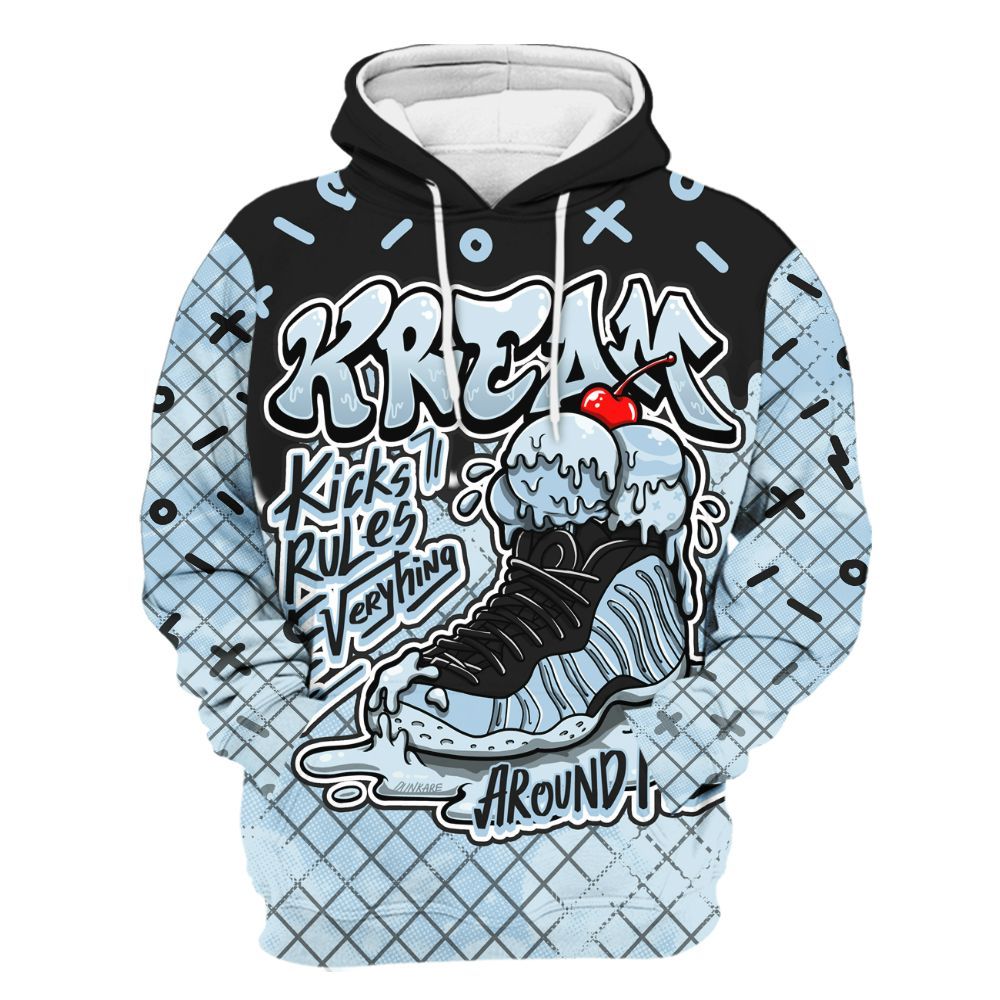 Hoodie To Match Foamposite One Psychic Blue - Kream Kicks Rule Drip All Over Print