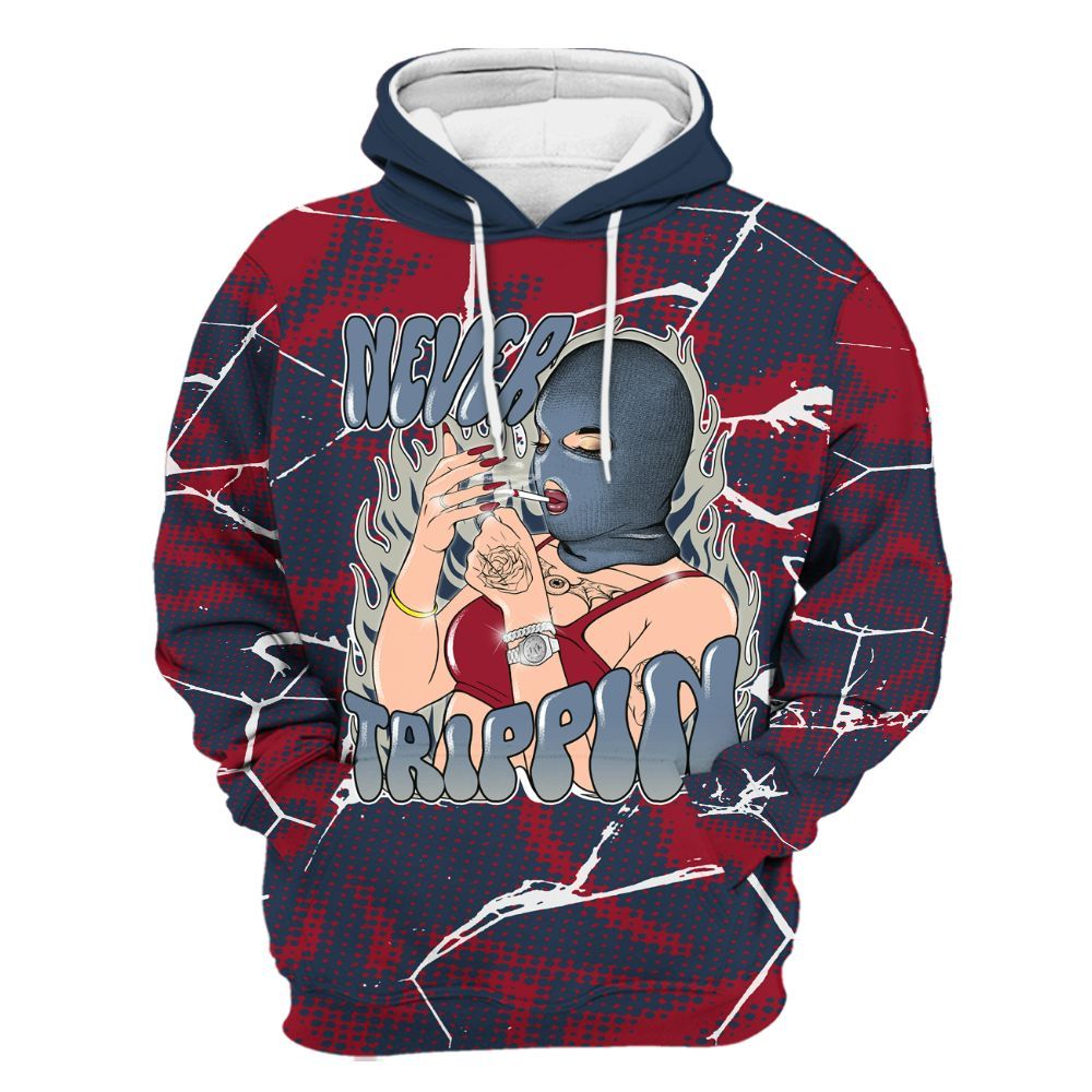 Hoodie To Match Navy Blue 2024 6s - Ne'er Trippin' Unique Crack All Over Print