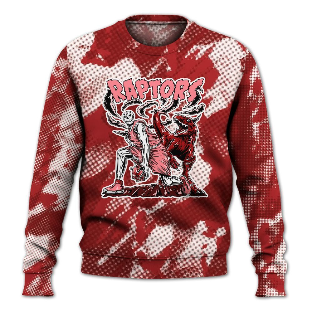 Sweatshirt To Match Red Taxi 12s - Raptors Skeleton Abstract Halftone All Over Print