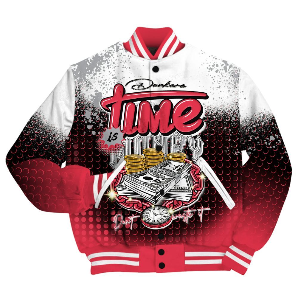 Varsity Jacket To Match Black Cement 3s Shirt, Halftone Time Is Money All Over Print