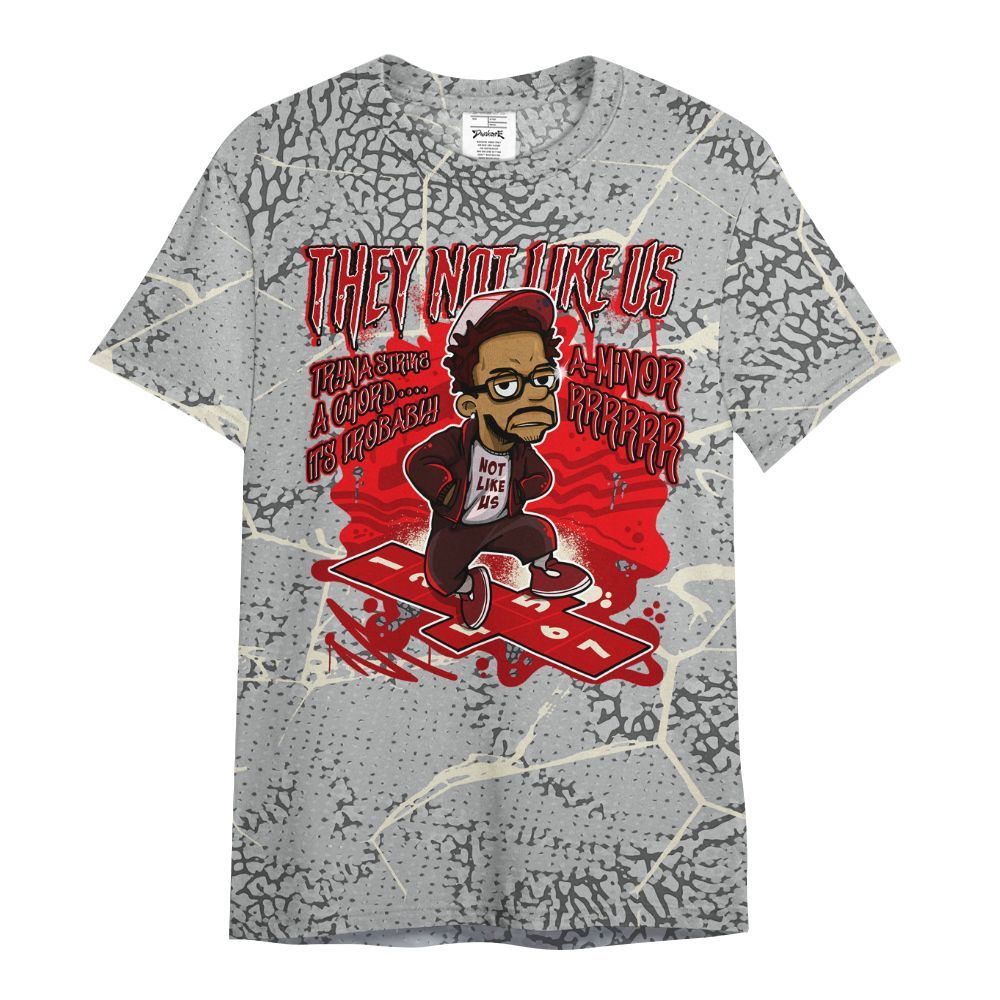 Shirt To Match Cement Grey 3s - Hopscotch Dislike Us Graphic Crack All Over Print
