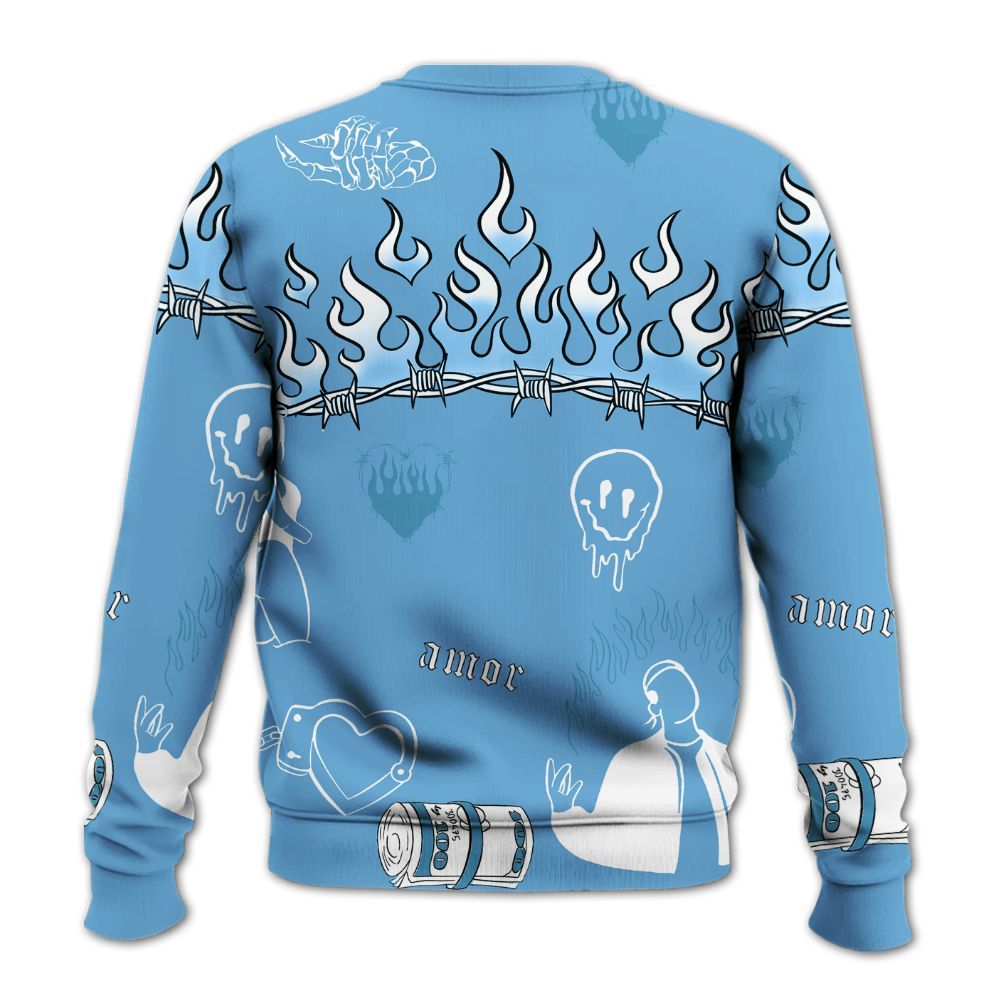 Sweatshirt To Match SB Dunk Low University Blue - Snake Trust No One All Over Print