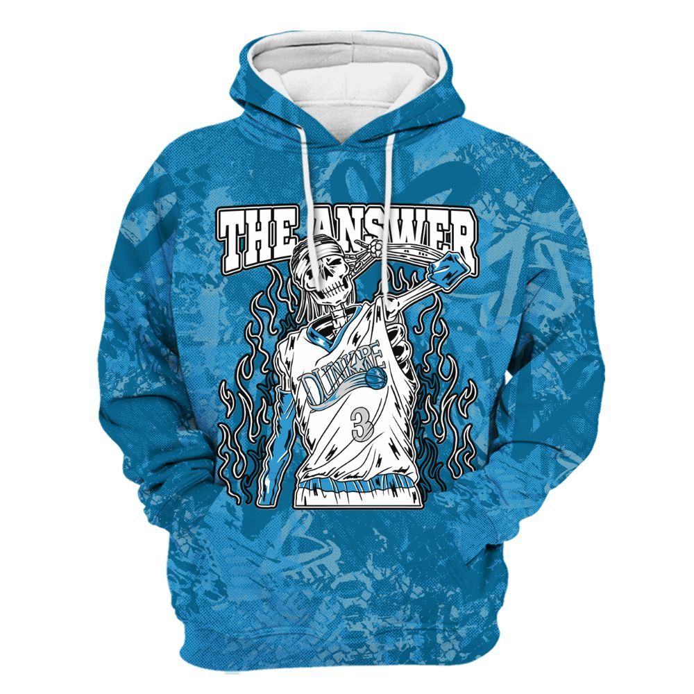 Hoodie To Match Powder Blue 9s - Allen Answer Skeleton Heart All Over Print