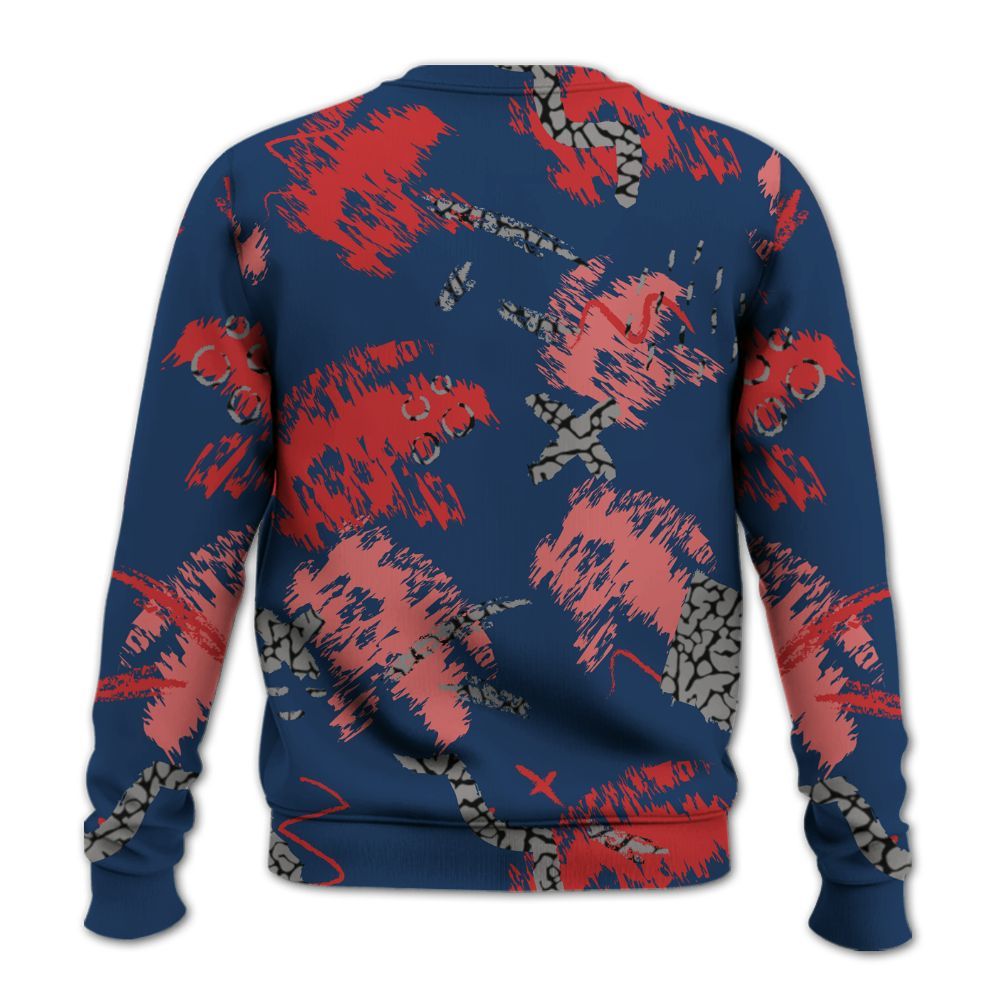 Sweatshirt To Match SP Sport Royal 3s - Hustle Grind Pray Retro All Over Print