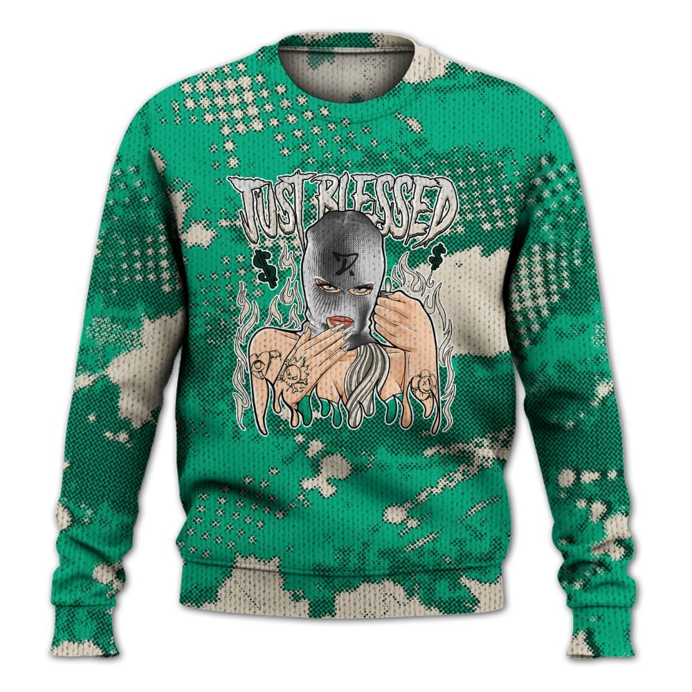 Knitted Sweater To Match Oxidized Green 4s - Blessed!! Smoke Dot