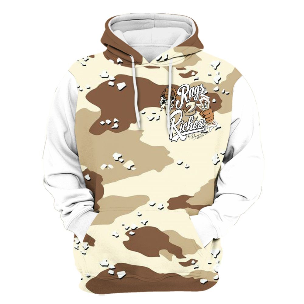 Hoodie To Match Desert Camo 3s Varsity Jacket, Custom Name Rag 2 Riches All Over Print