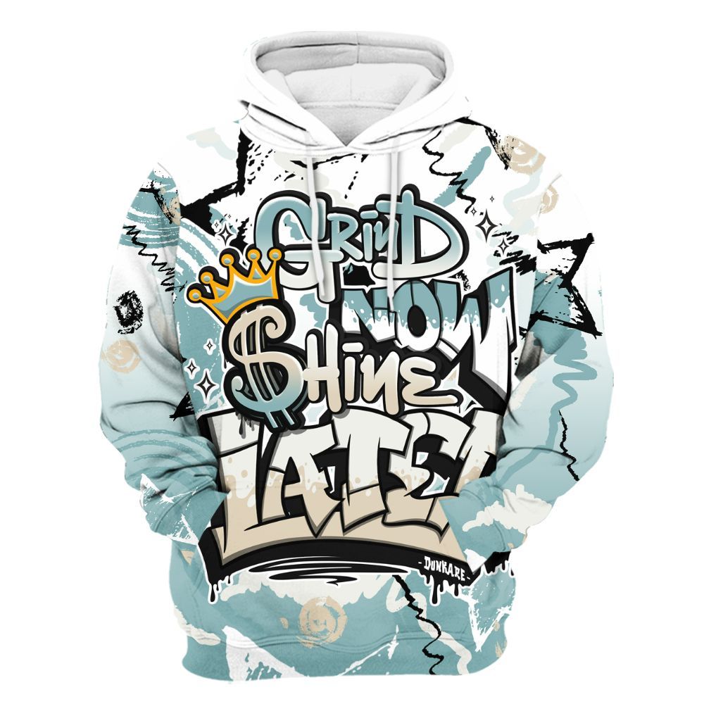 Hoodie To Match Dunk Low Glacier Blue Pale Ivory - Grind Shine Later Drip All Over Print