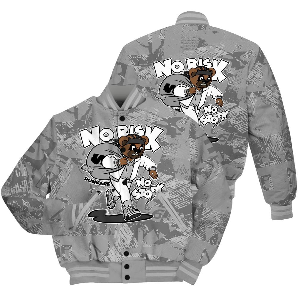 Varsity Jacket To Match Black Wolf Grey 12s Shirt - Certain Bear Abstract Graffiti All Over Print